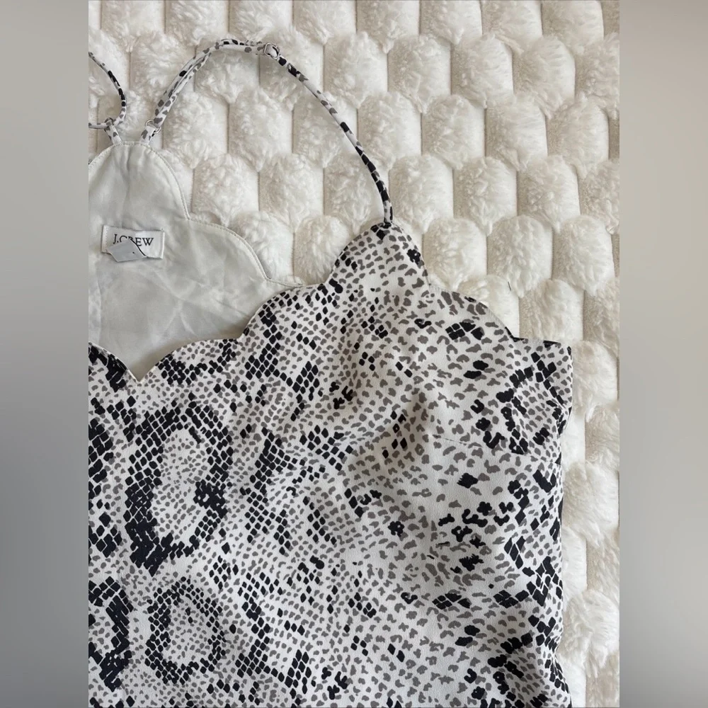 J. Crew Women’s 14 White Snakeskin Print Sleeveless Cami Tank Top Adjustable - Picture 5 of 12